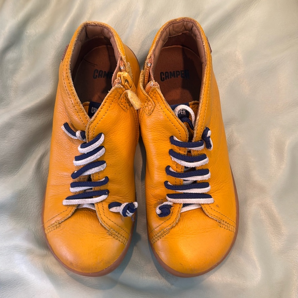 Camper Peu Kids Size 32 (13.5) Yellow Leather Boots